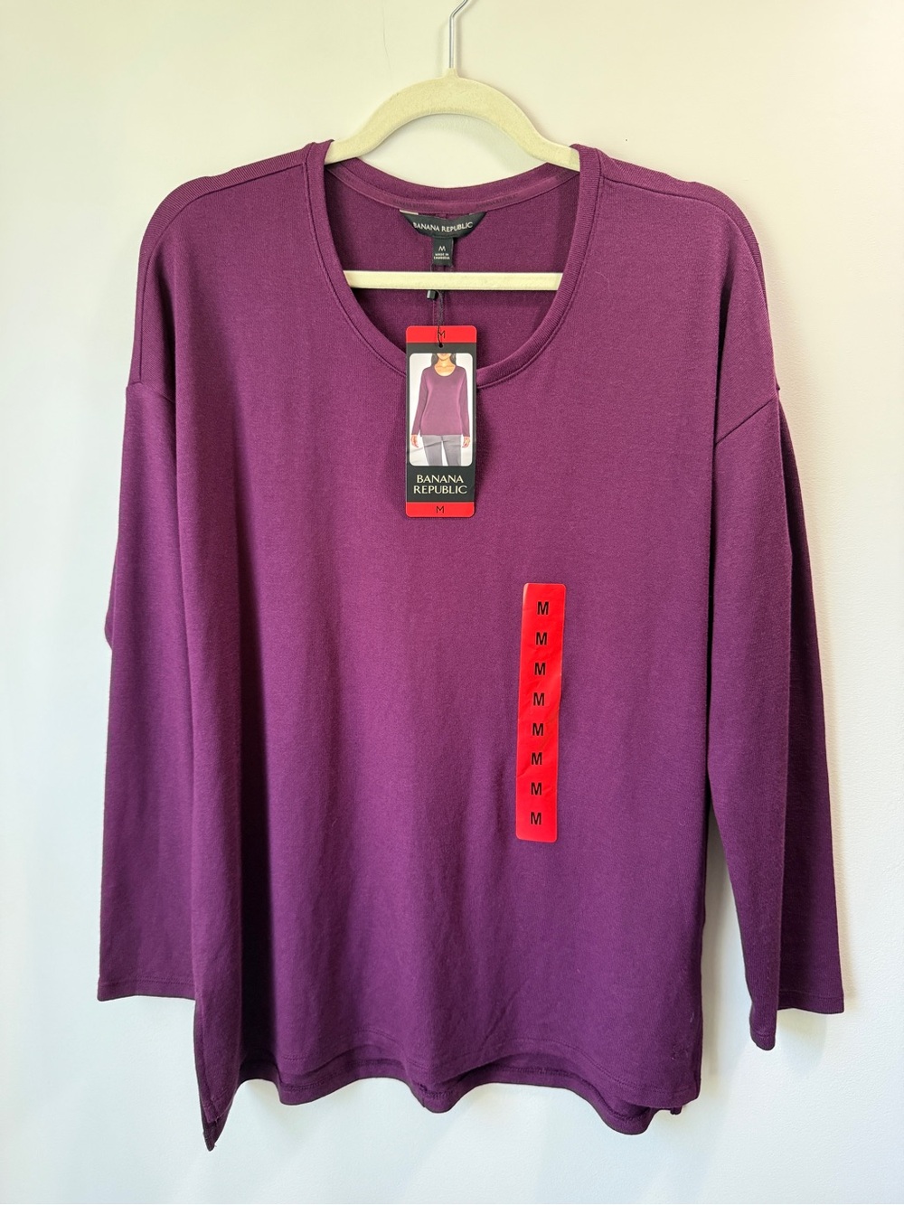 Banana Republic Plum Burgundy Scoop Neck Top Knit Top oversized Women Size M